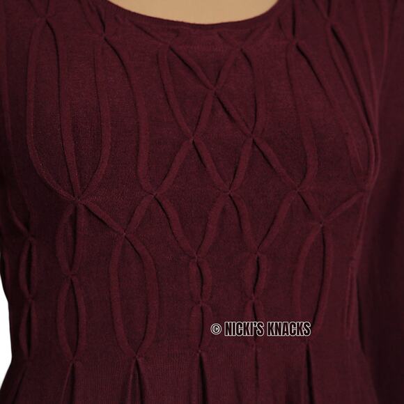 Spense Burgundy Sweater Dress L Knee-Length 3/4 Sleeve Fall Capsule Workwear - Picture 4 of 10